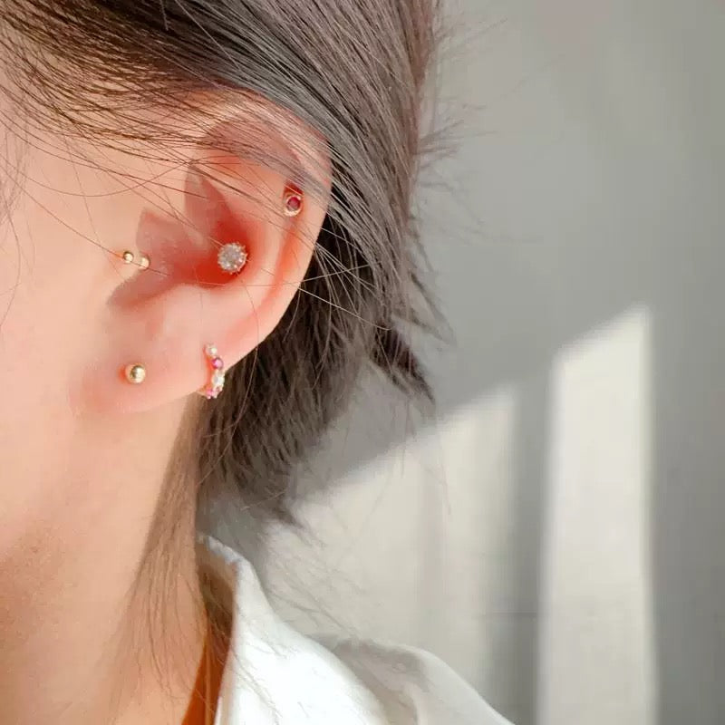 Pink & Pearls Huggie Hoops