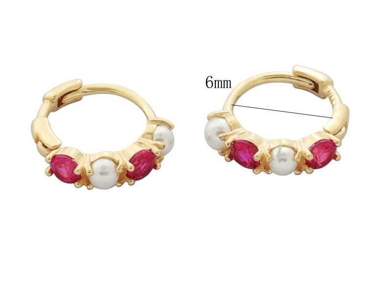 Pink & Pearls Huggie Hoops