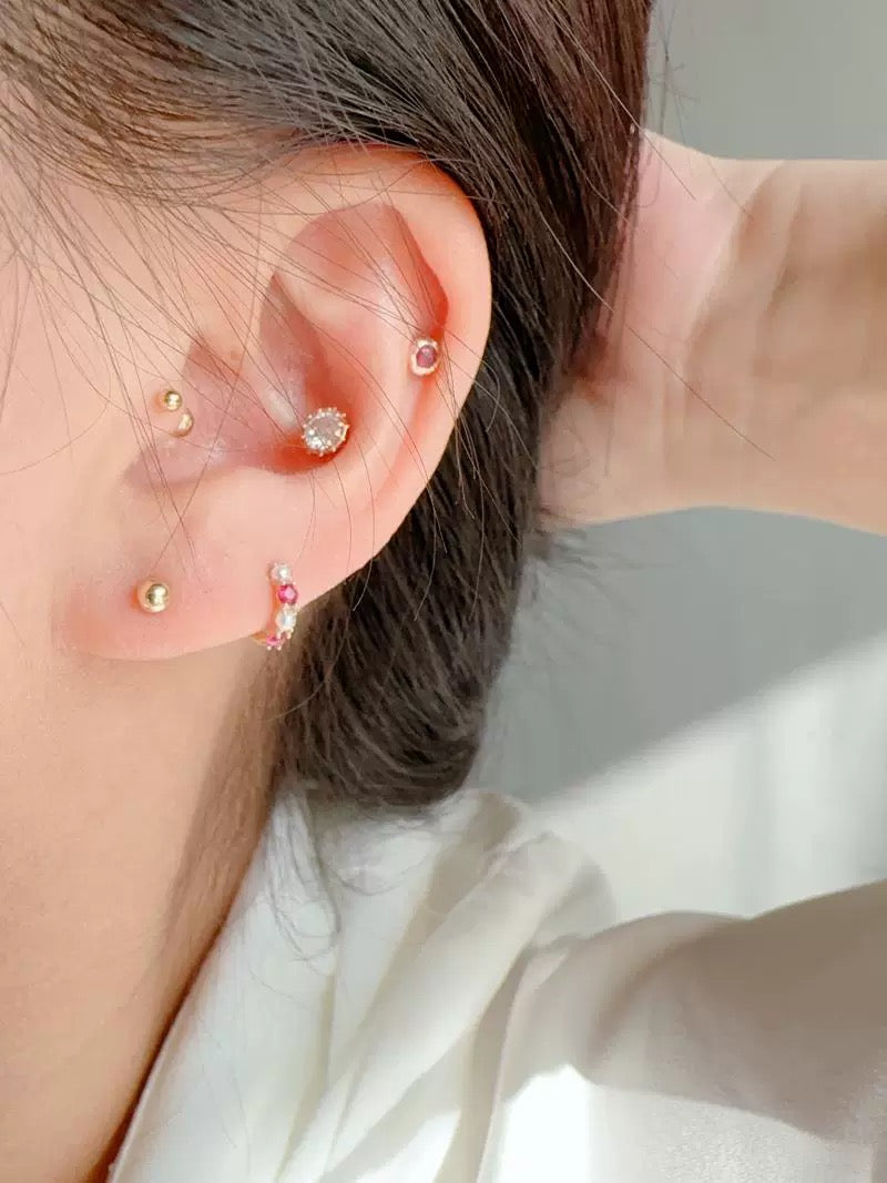 Pink & Pearls Huggie Hoops