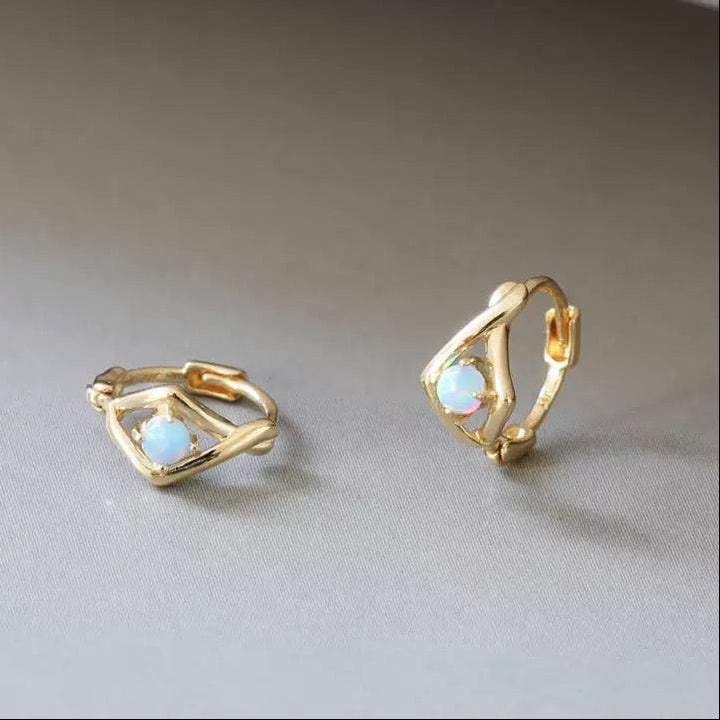 Opal Eye Huggie Hoops