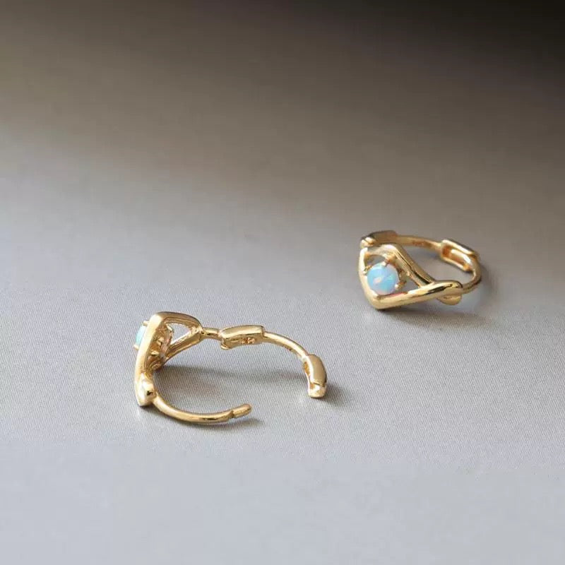 Opal Eye Huggie Hoops