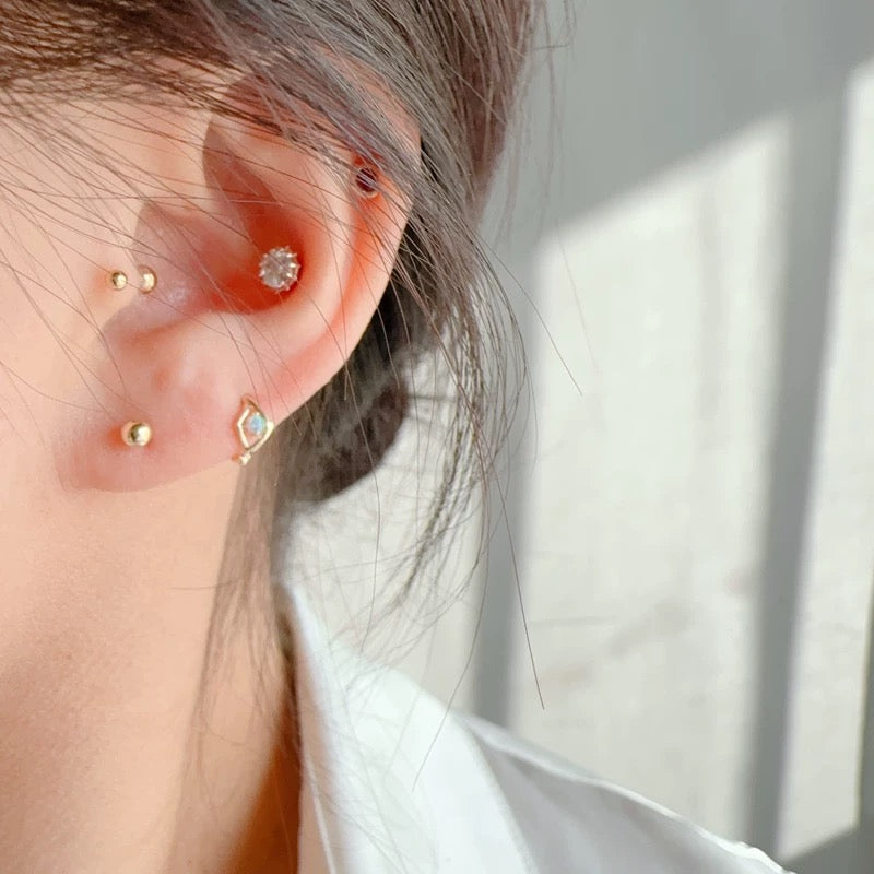 Opal Eye Huggie Hoops