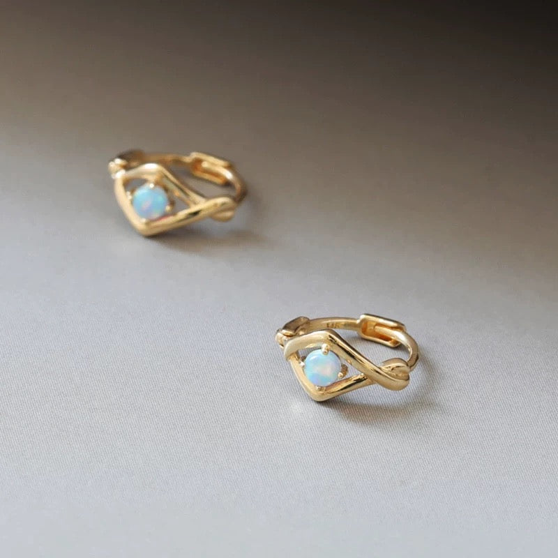 Opal Eye Huggie Hoops
