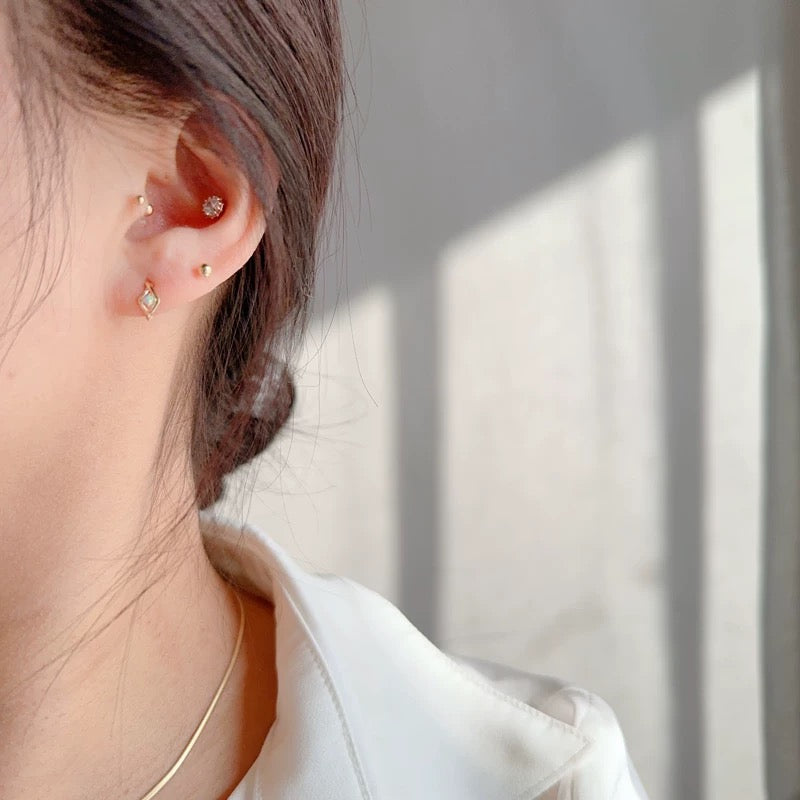 Opal Eye Huggie Hoops