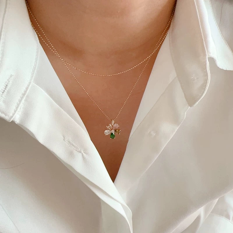 Splendid Colourful Flower Charm Necklace