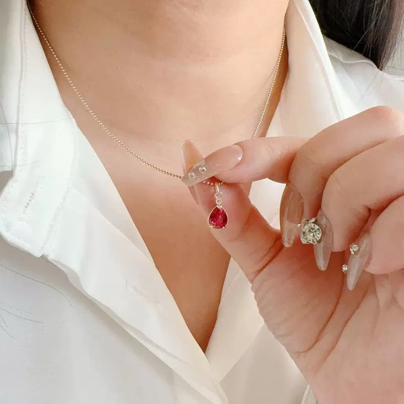 Pink Lotus Teardrop Charm Pendant