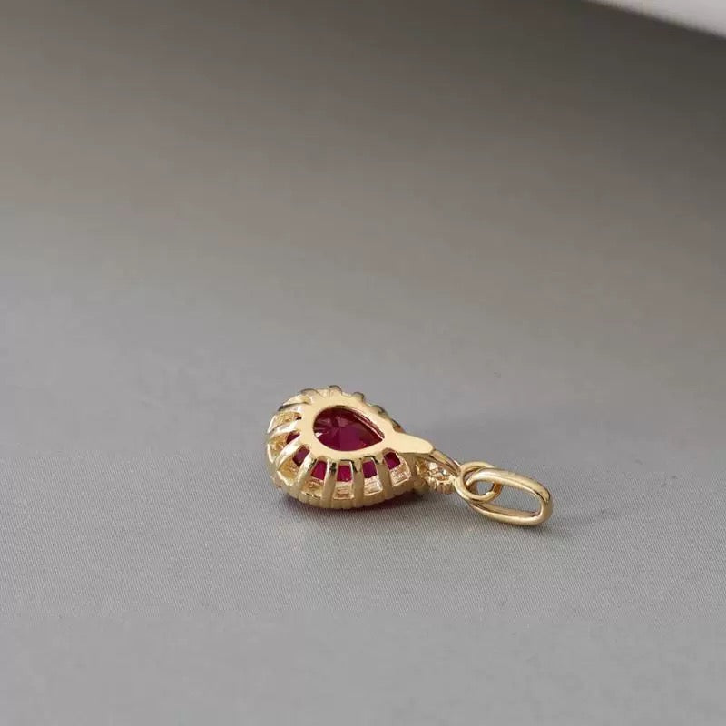 Pink Lotus Teardrop Charm Pendant