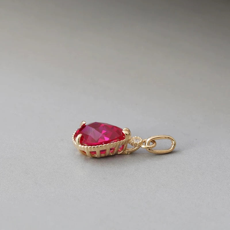 Pink Lotus Teardrop Charm Pendant
