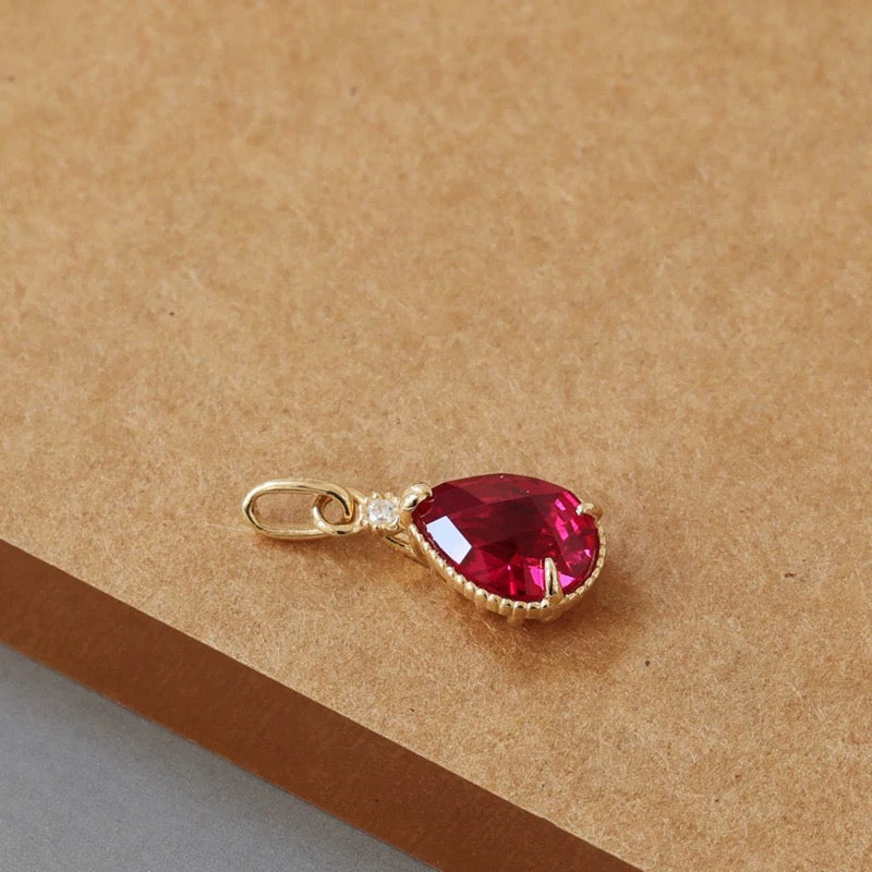 Pink Lotus Teardrop Charm Pendant