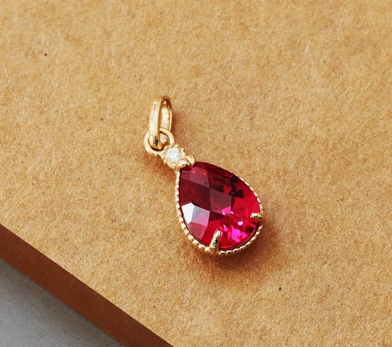 Pink Lotus Teardrop Charm Pendant