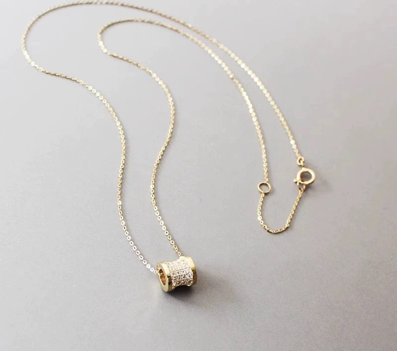 Gemstone Wheel Charm Necklace