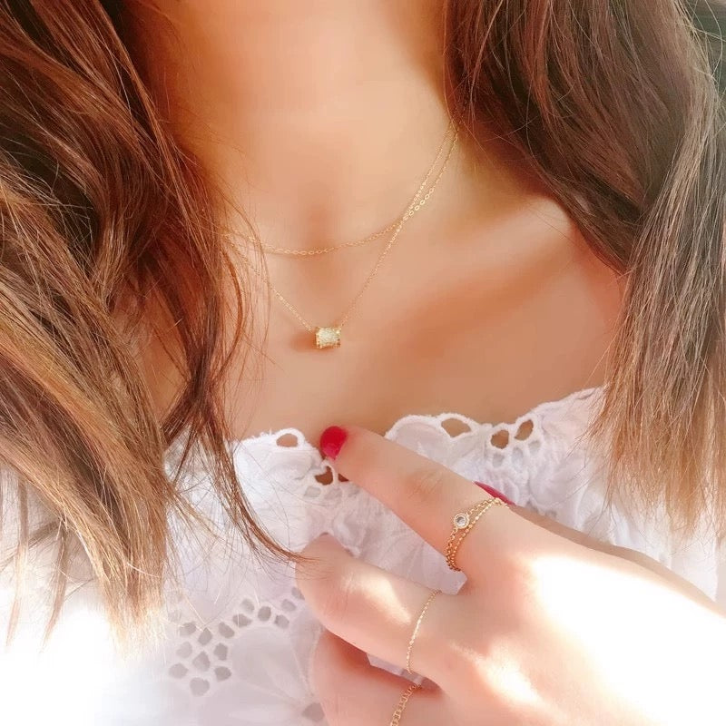 Gemstone Wheel Charm Necklace