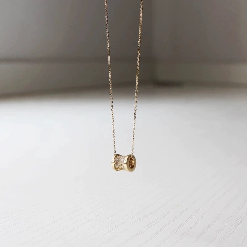 Gemstone Wheel Charm Necklace