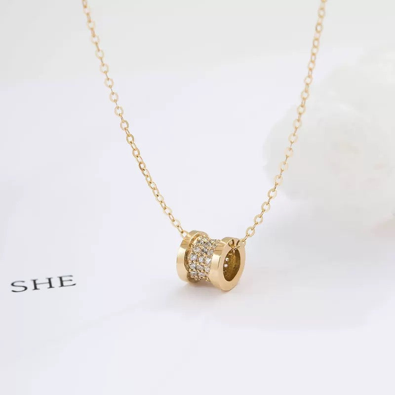 Gemstone Wheel Charm Necklace