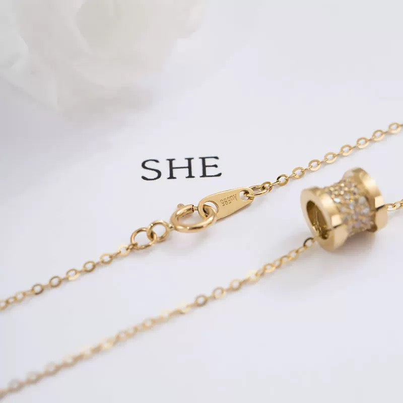 Gemstone Wheel Charm Necklace