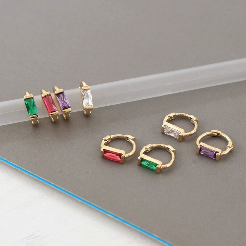 Colored Tablet Huggie Hoops