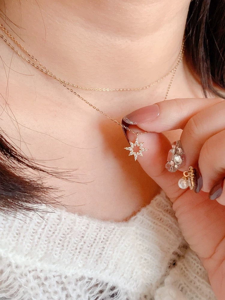 Explosive Star Moon Charm Necklace