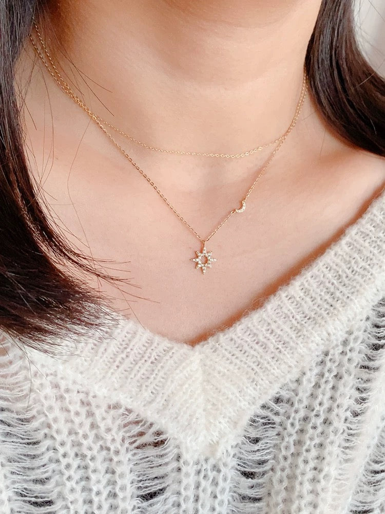 Explosive Star Moon Charm Necklace