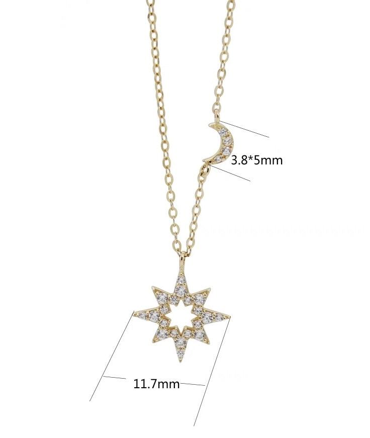 Explosive Star Moon Charm Necklace