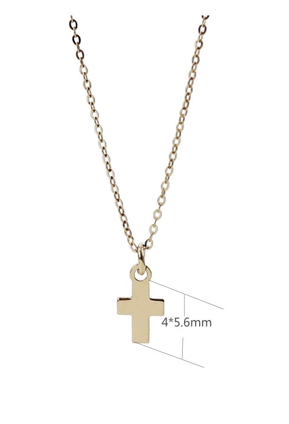 Tiny Cross Plate Charm Necklace