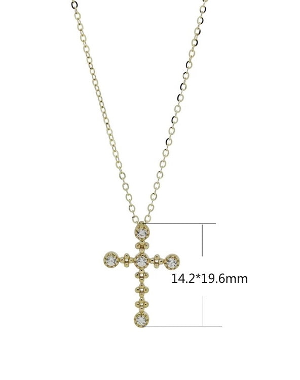 Beaded Five Bezel Cross Charm Necklace