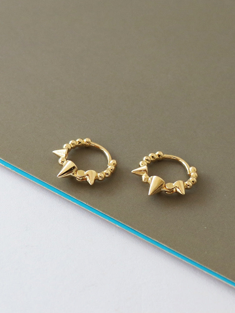 Beaded Spike Cone Huggie Hoops