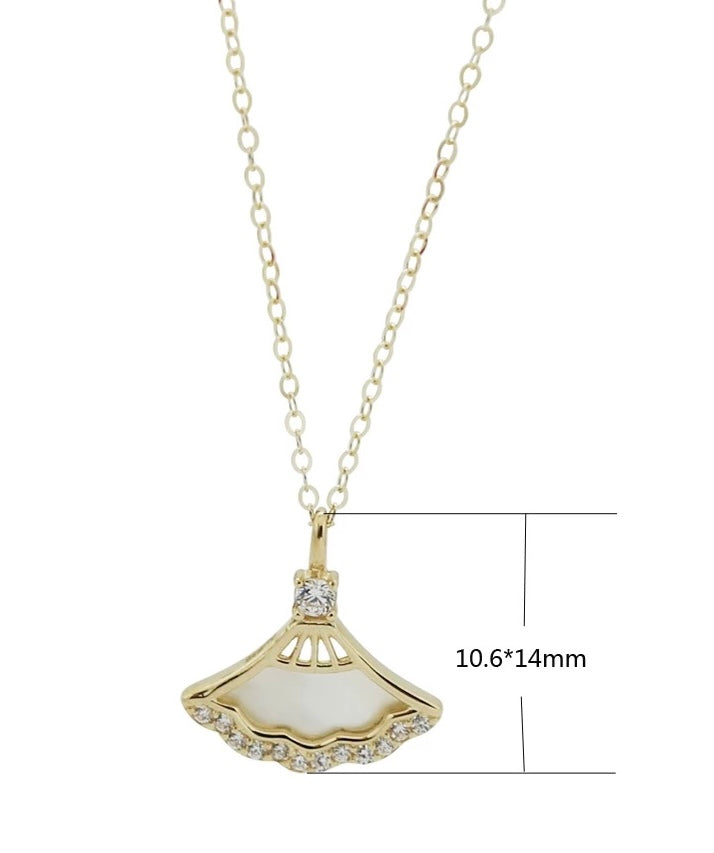 Mother of Pearl Pave Skirt Charm Necklace