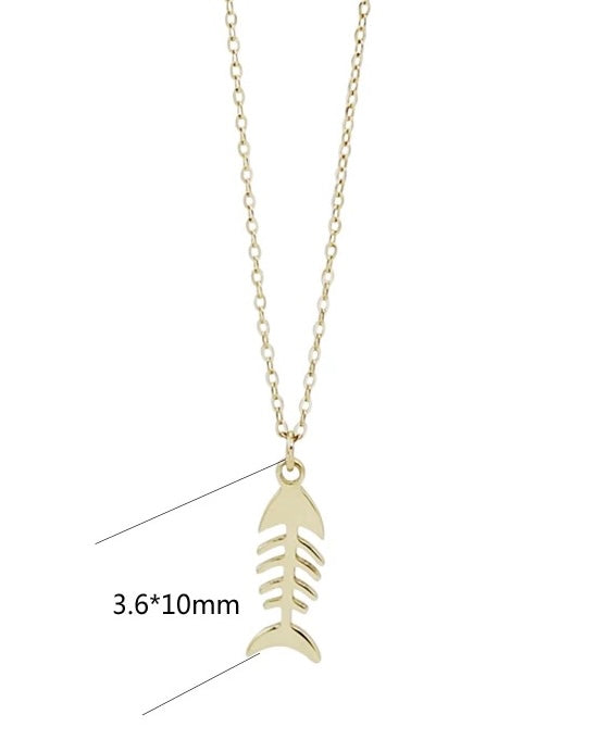 Fish Skeleton Charm Necklace