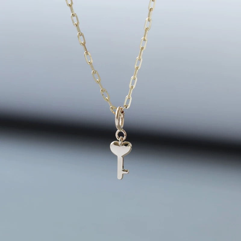 Detachable Heart Key Charm Necklace