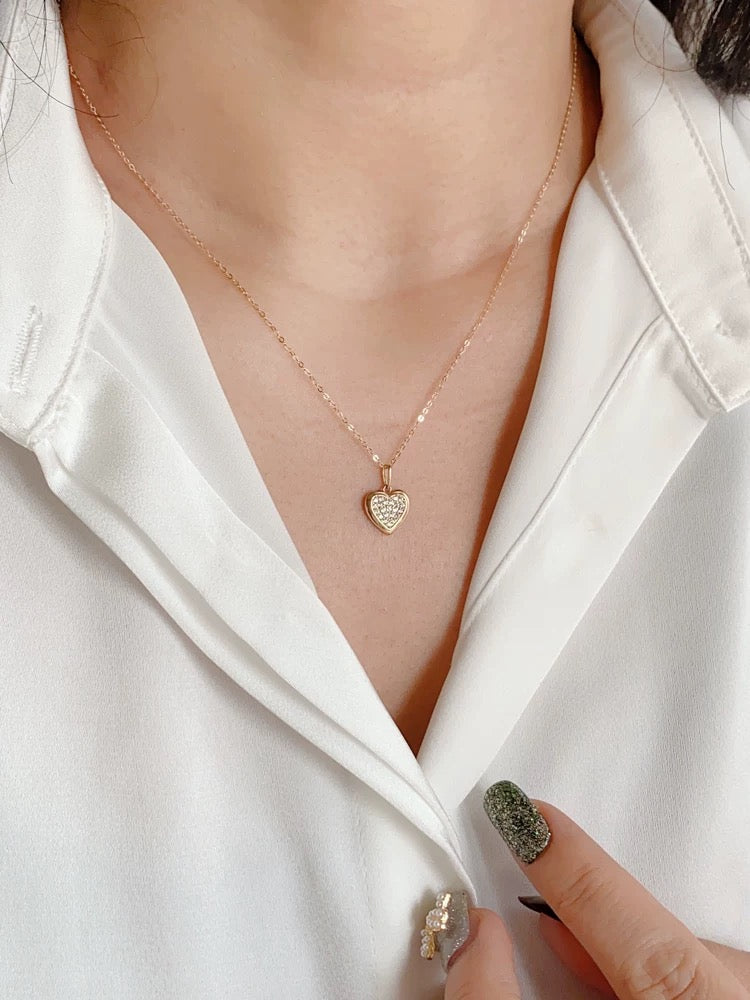 Bling Heart Charm Necklace