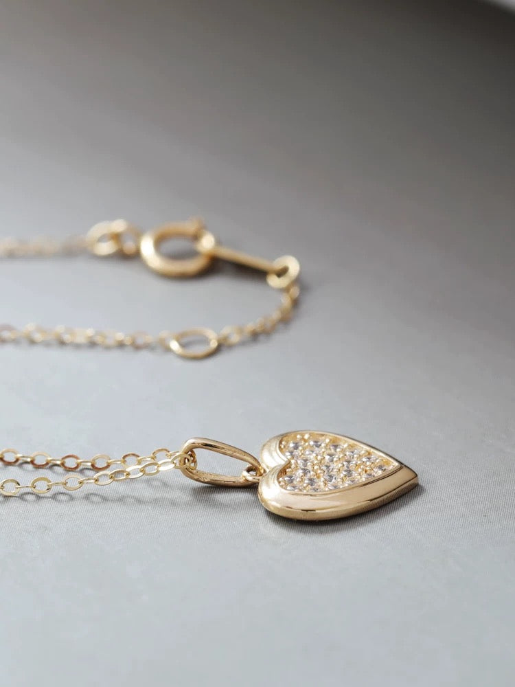 Bling Heart Charm Necklace