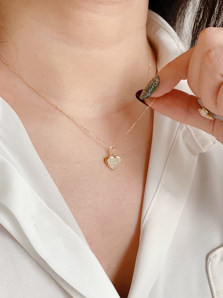 Bling Heart Charm Necklace