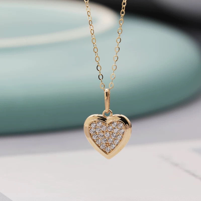 Bling Heart Charm Necklace