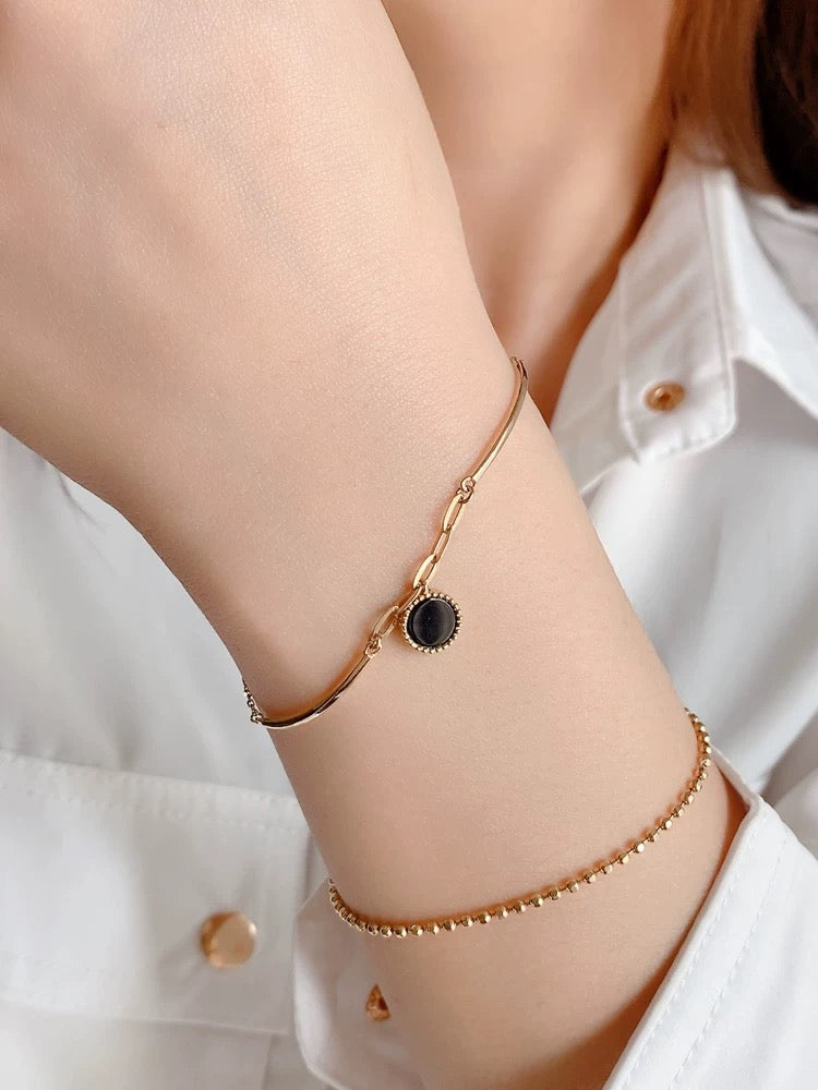 Dahlia Half Bangle & Chain Bracelet