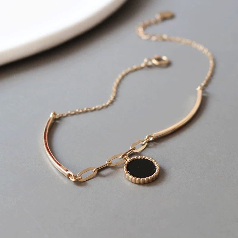 Dahlia Half Bangle & Chain Bracelet