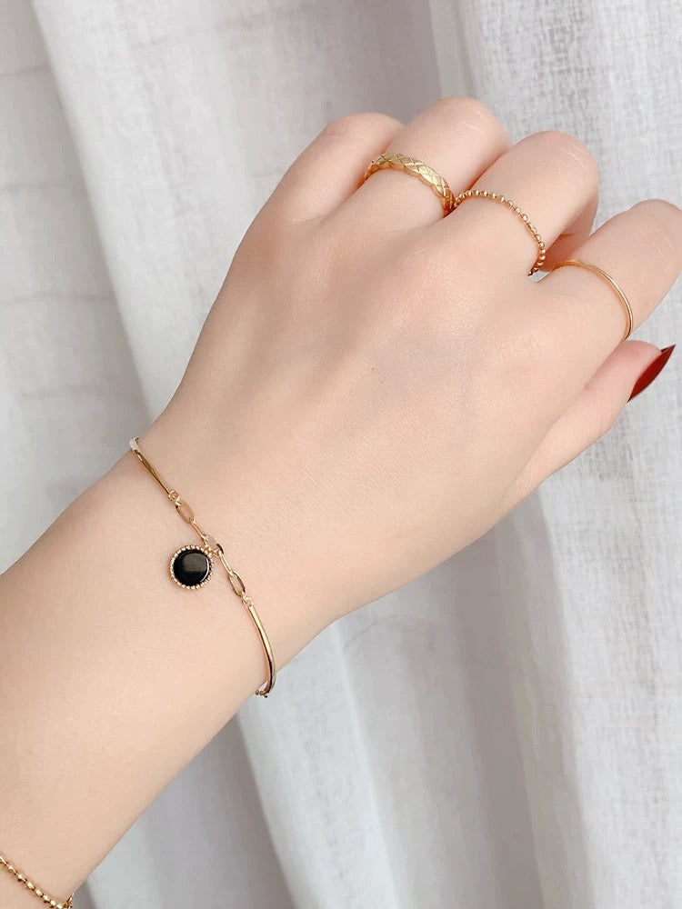 Dahlia Half Bangle & Chain Bracelet