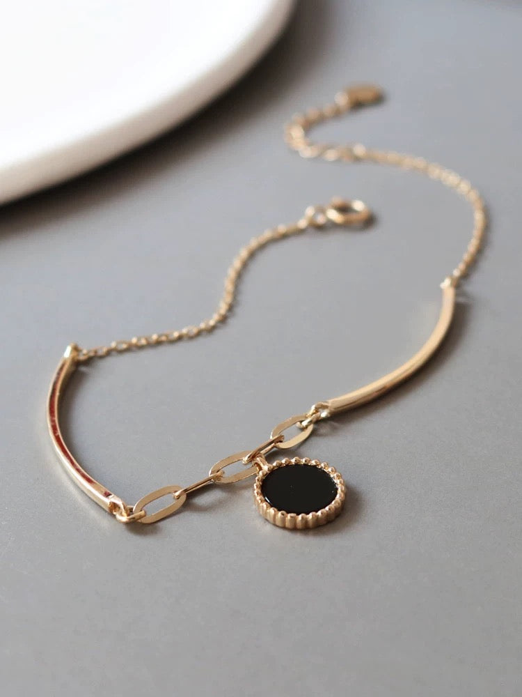 Dahlia Half Bangle & Chain Bracelet