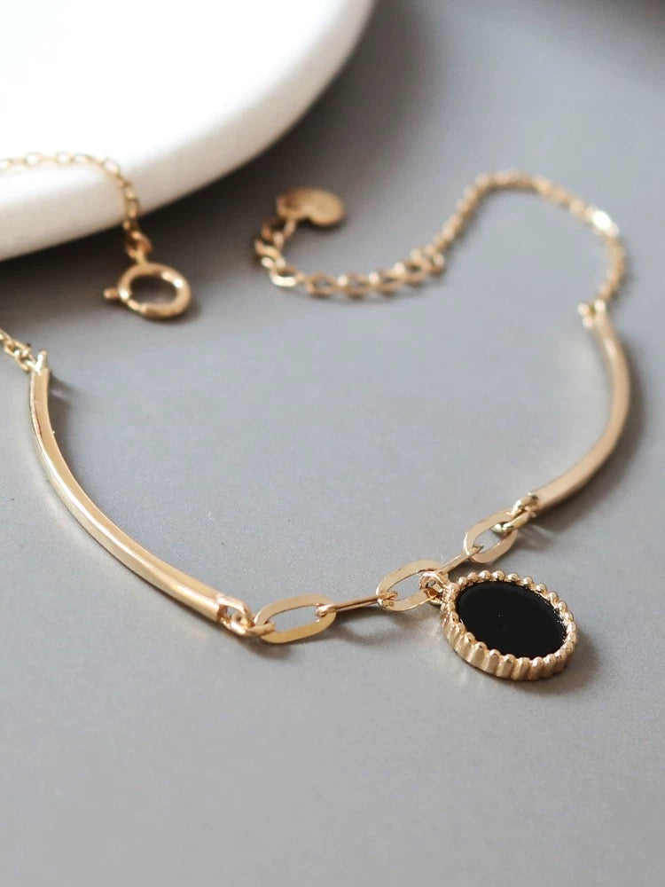 Dahlia Half Bangle & Chain Bracelet