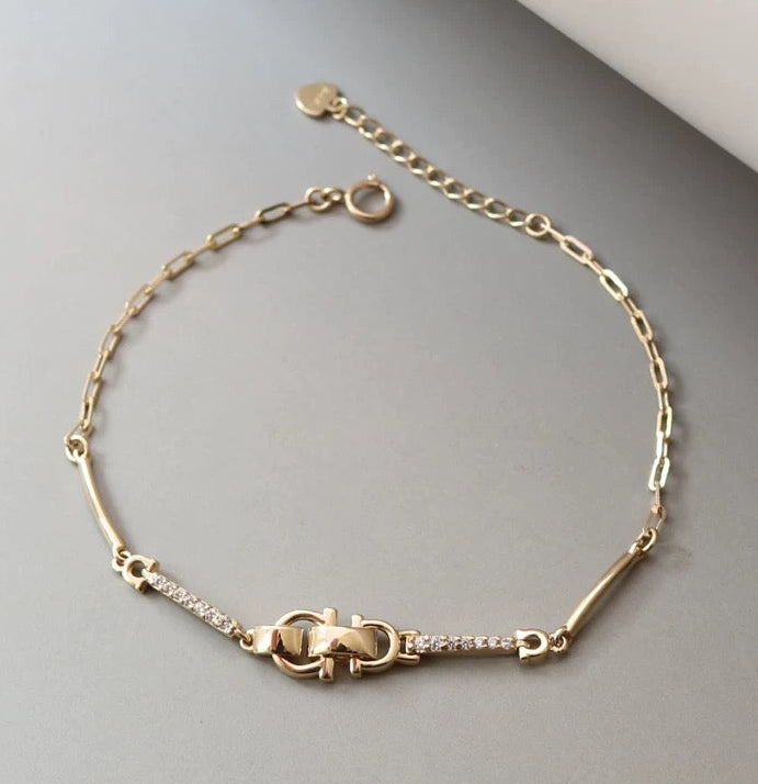 Handle Lock Link Half Bangle & Chain Bracelet