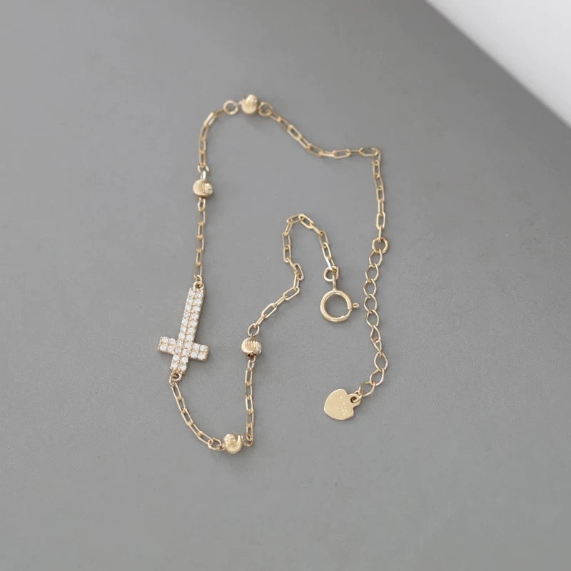 Cross & Spiralled Beads Bracelet