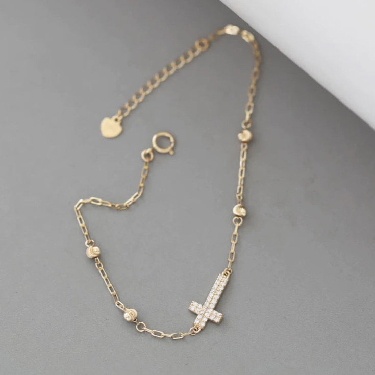 Cross & Spiralled Beads Bracelet