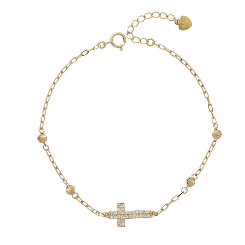 Cross & Spiralled Beads Bracelet