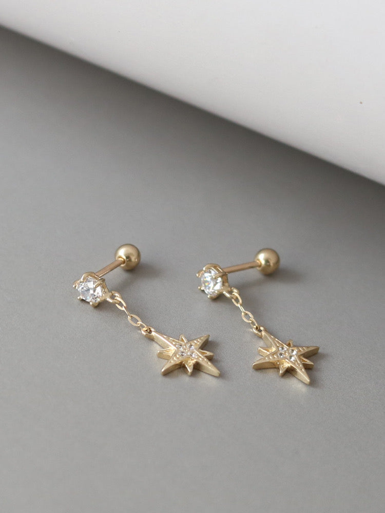 Hanging Beaded Grand Star Stud Earrings