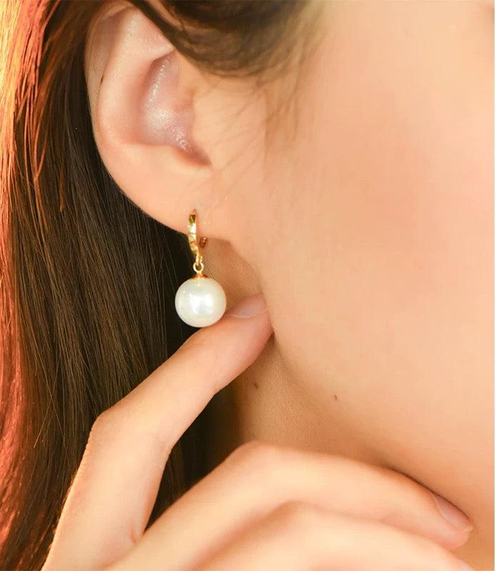 Globe Pearl Huggie Hoops