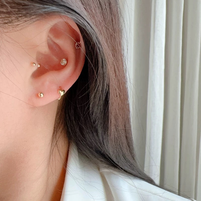 Mini Heart Puff Huggie Hoops