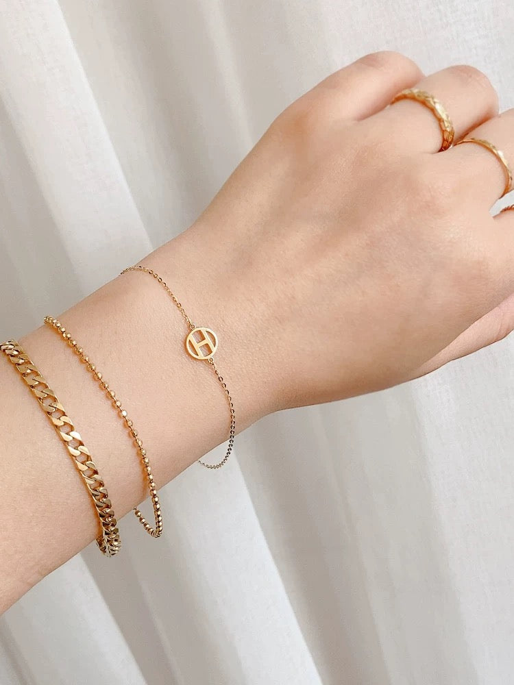 H Round Charm Bracelet