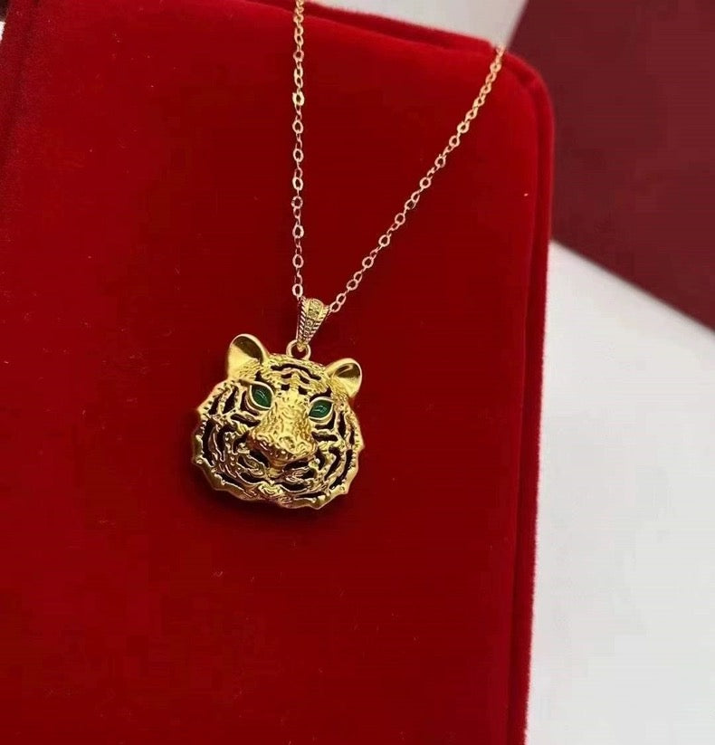 Tiger Head Charm Necklace