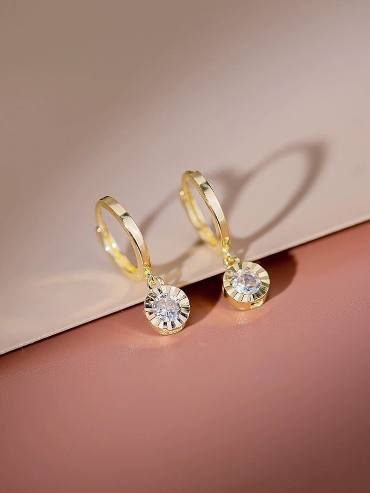 Samurai Sun Jewel Huggie Hoops