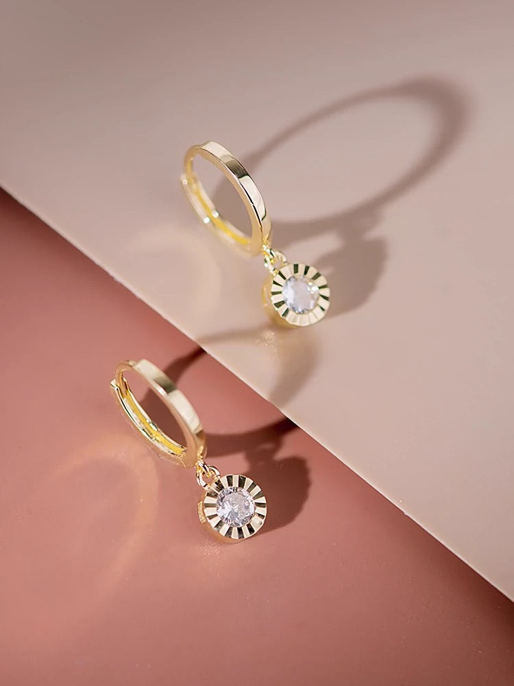 Samurai Sun Jewel Huggie Hoops