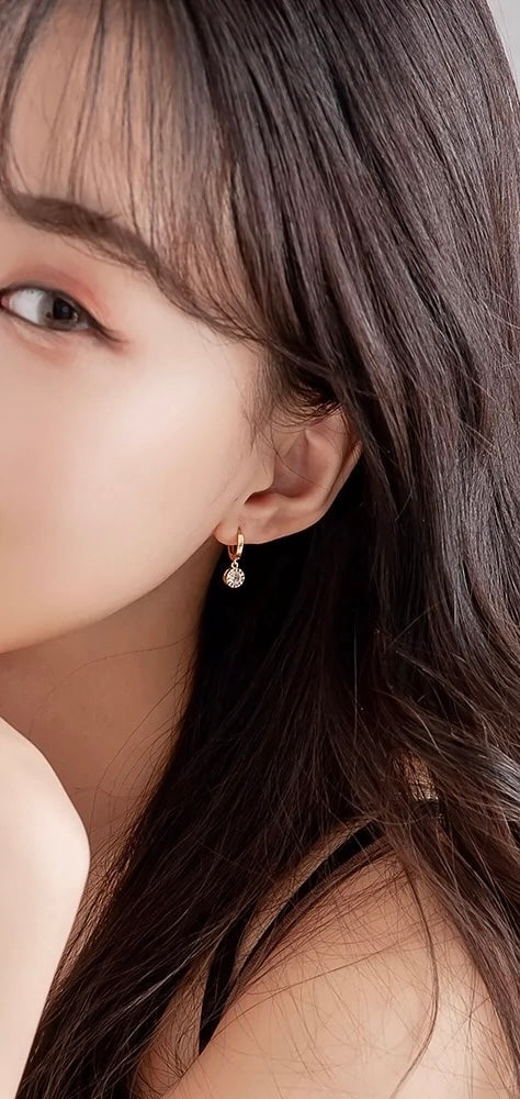 Samurai Sun Jewel Huggie Hoops